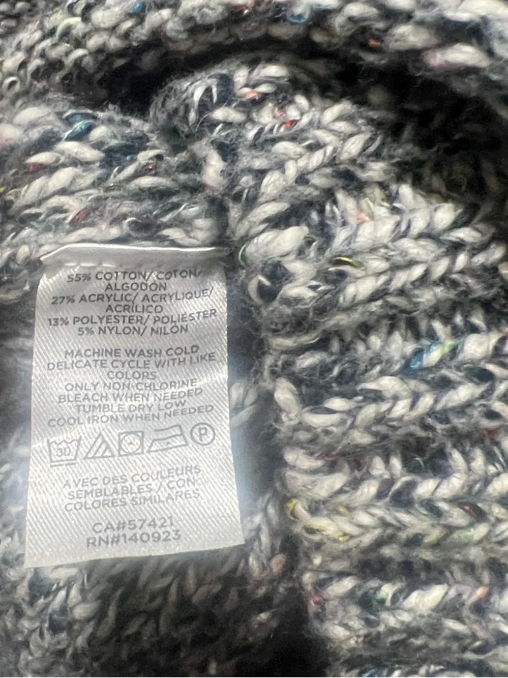 LOFT Gray Marled Crewneck Knit Sweater